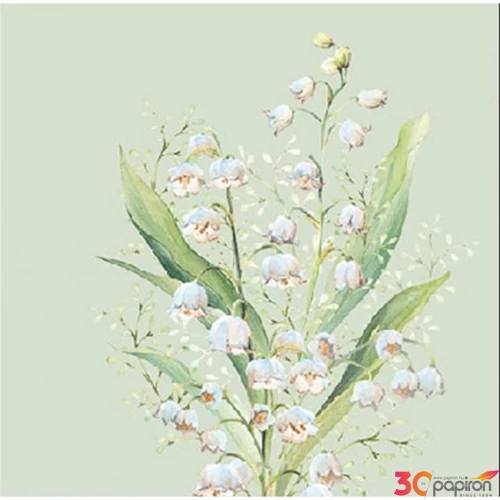 Szalvéta 25x25cm Lily of the valley green 20db-os 