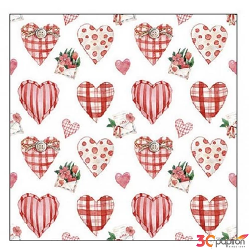 Szalvéta Ambiante Lovely Hearts papírszalvéta 25x25cm,15db-os