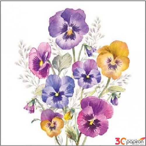 Szalvéta Ambiante Pansies papírszalvéta 25x25cm,15db-os