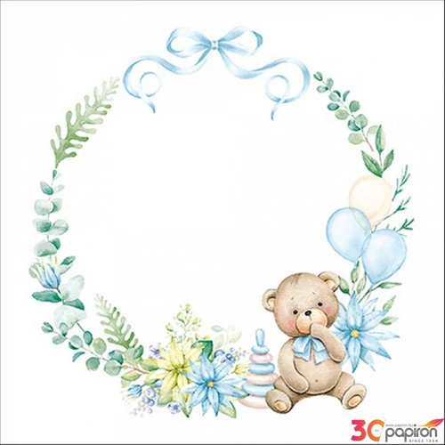 Szalvéta 33x33cm Baby teddy bear blue 20db-os 
