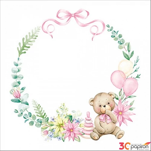 Szalvéta 33x33cm Baby teddy bear pink 20db-os 