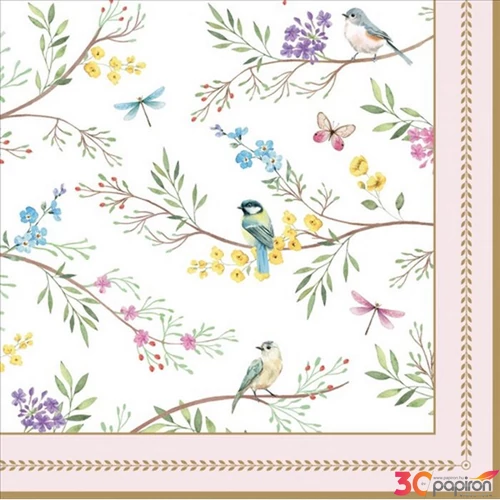 Szalvéta 33x33cm Birds Melody, 20db-os