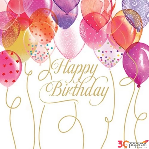 Szalvéta 33x33cm Birthday Balloons 20db-os