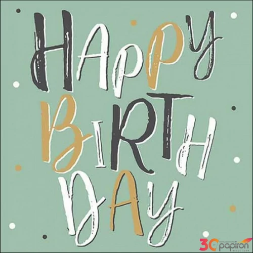 Szalvéta 33x33cm Birthday celebration green 20db-os 