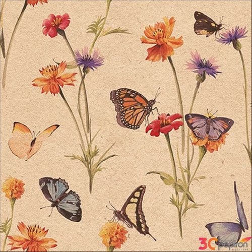 Szalvéta 33x33cm Butterfly garden nature, recycled 20db-os