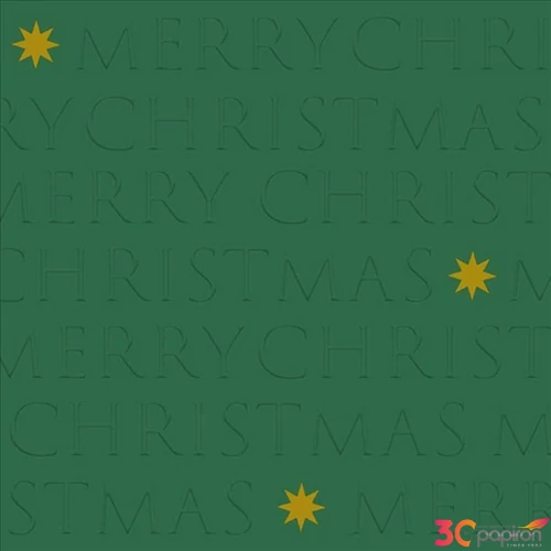 Szalvéta 33x33cm Christmas letters green dombornyomott 20db-os