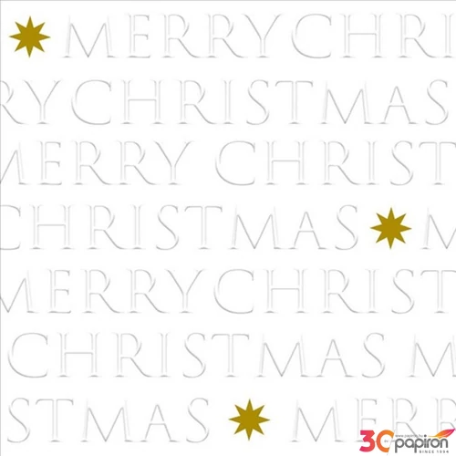 Szalvéta 33x33cm Christmas letters pearl dombornyomott 15db-os