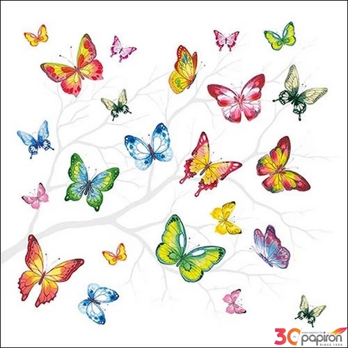 Szalvéta 33x33cm Colorful Butterflies 20db-os 