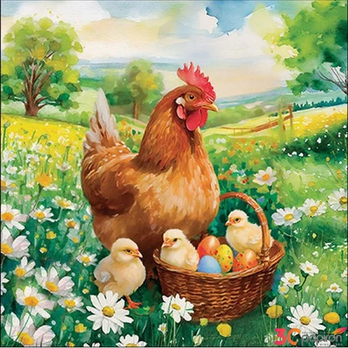 Szalvéta 33x33cm Easter chicks in meadow 20db-os 