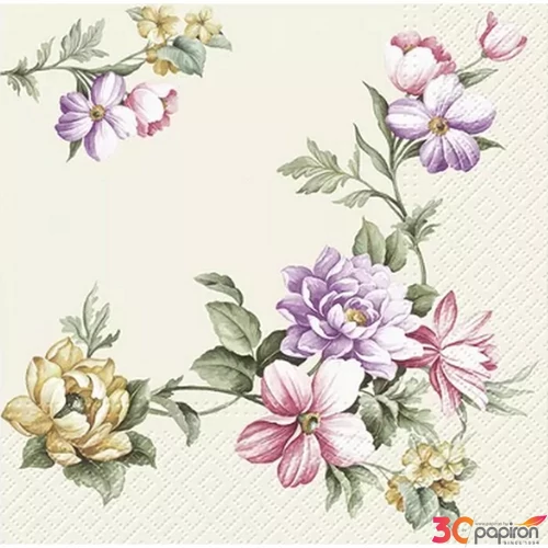 Szalvéta 33x33cm Elegant Garland champagne 20db-os