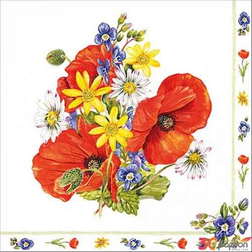 Szalvéta 33x33cm Field bouqoet 20db-os