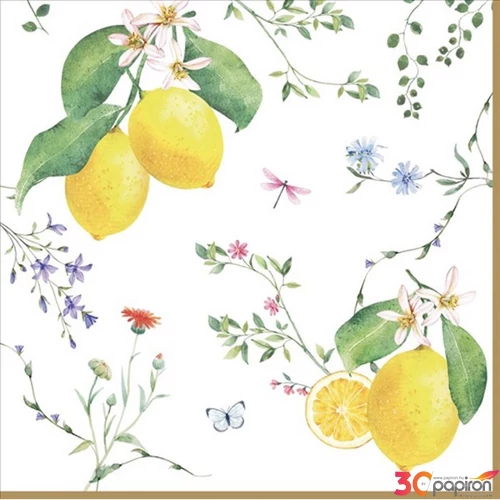 Szalvéta 33x33cm Fleurs et Citrons, 20db-os