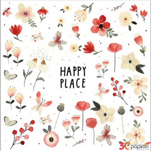 Szalvéta 33x33cm Happy Place papírszalvéta 33x33cm,20db-os