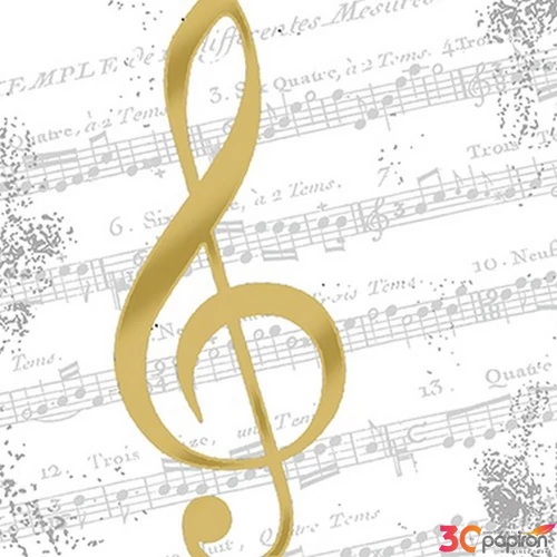 Szalvéta 33x33cm I Love Music gold 20db-os