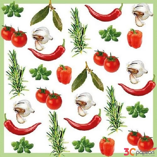 Szalvéta 33x33cm Italian Vegetables 20db-os 