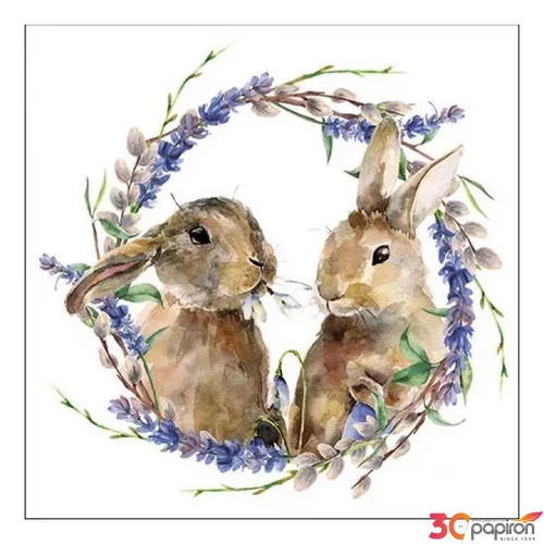 Szalvéta Ambiante Rabbit Wreath papírszalvéta 33x33cm,20db-os