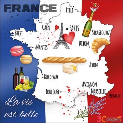 Szalvéta 33x33cm La Vie Est Belle 20db-os 