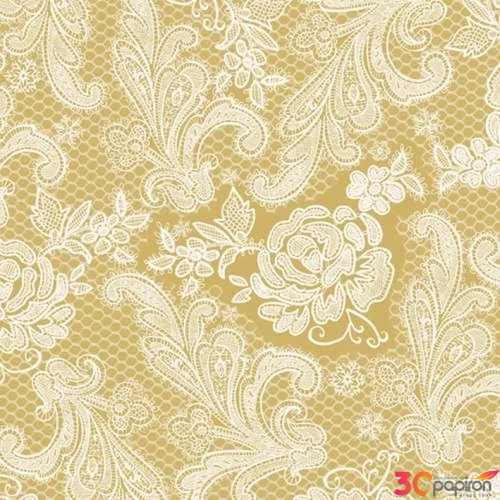 Szalvéta 33x33cm Lace Royal gold white dombornyomott 15-db-os