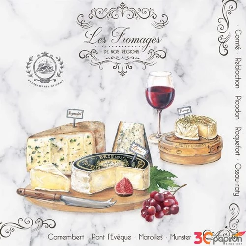 Szalvéta 33x33cm Les Fromages