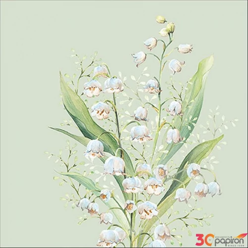 Szalvéta 33x33cm Lily of the valley green 20db-os 
