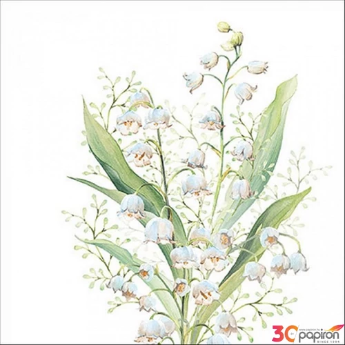 Szalvéta 33x33cm Lily of the valley white 20db-os 