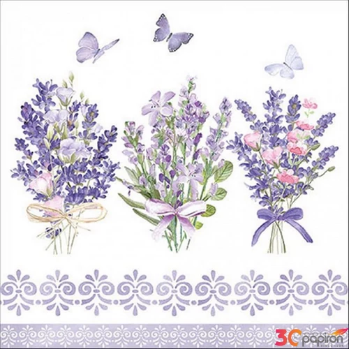Szalvéta 33x33cm Lovely lavender white 20db-os 