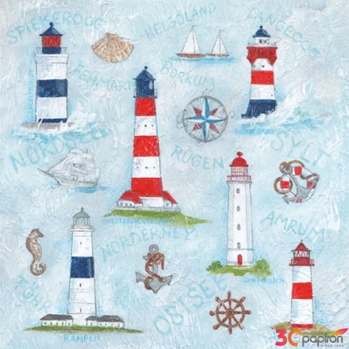 Szalvéta 33x33cm Maritime Ornaments 20db-os 