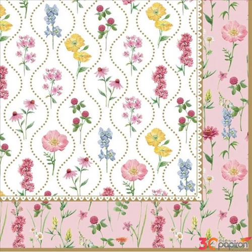 Szalvéta 33x33cm Meadow Flowers, 20db-os