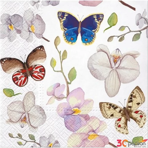 Szalvéta 33x33cm Orchidea Butterfly 20db-os 