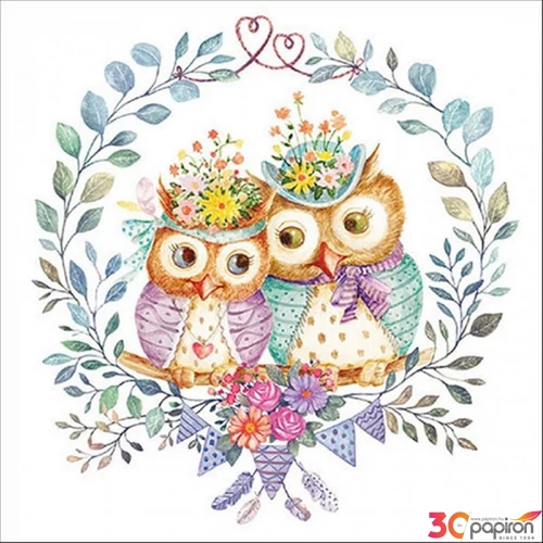 Szalvéta 33x33cm Owl couple in love 20db-os