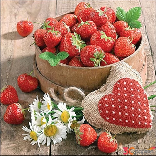 Szalvéta 33x33cm Tasty strawberries 20db-os