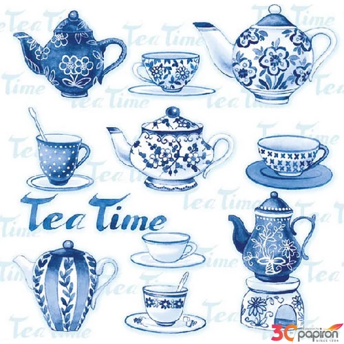 Szalvéta 33x33cm Tea moments blue 20db-os