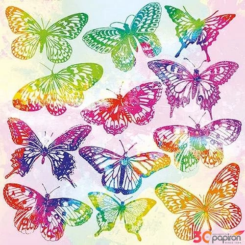 Szalvéta Ambiante Aquarell Butterflies Mix papírszalvéta 33x33cm,20db-os