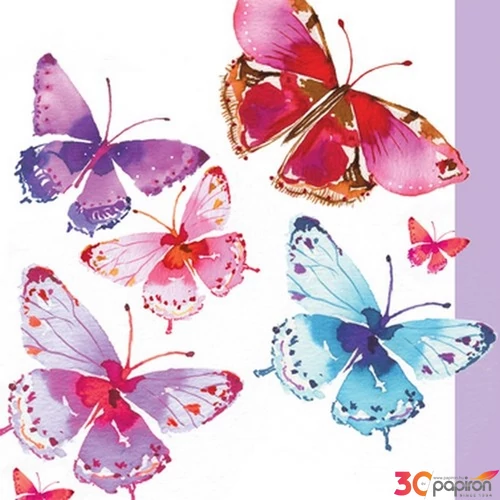 Szalvéta Ambiante Aquarell Butterflies papírszalvéta 33x33cm,20db-os
