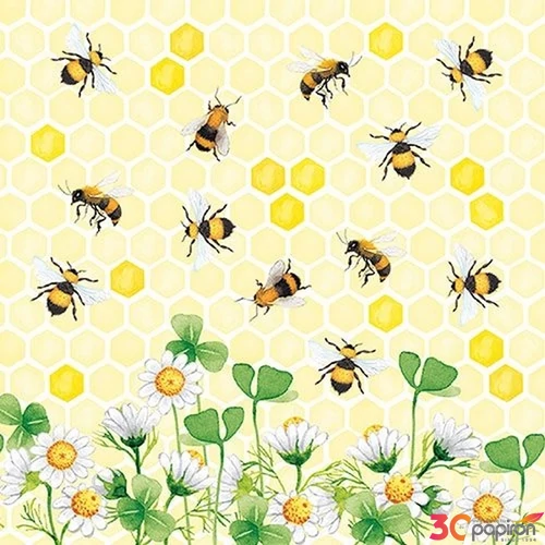 Szalvéta Ambiante Bees Joy papírszalvéta 33x33cm,20db-os