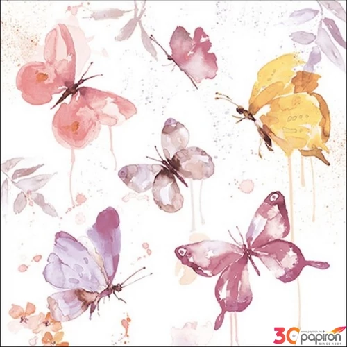 Szalvéta Ambiante Butterfly Collection Rose papírszalvéta 33x33cm,20db-os
