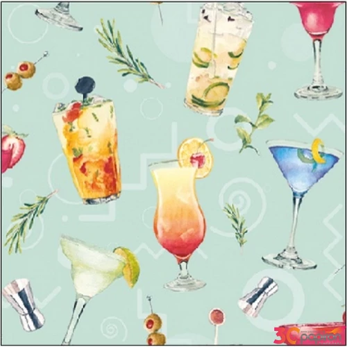 Szalvéta Ambiante Cocktail Party Aqua papírszalvéta 25x25cm,15db-os
