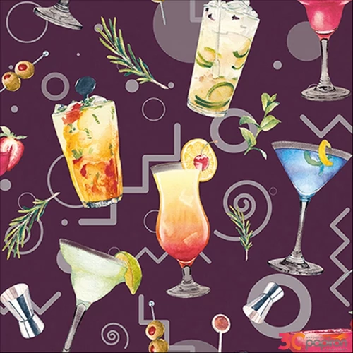 Szalvéta Ambiante Cocktail Party Aubergine papír papírszalvéta 33x33cm,20db-os