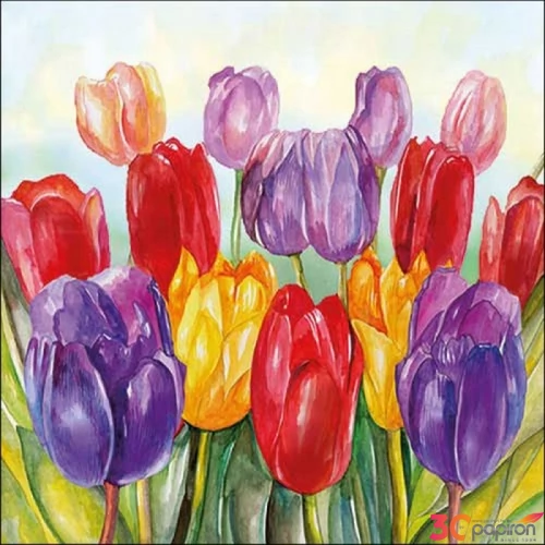 Szalvéta Ambiante Colourful tulips papír papírszalvéta 33x33cm,20db-os