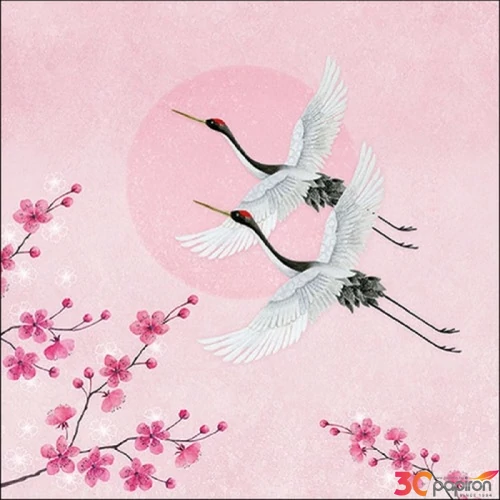 Szalvéta Ambiante Cranes Rose papír papírszalvéta 33x33cm,20db-os