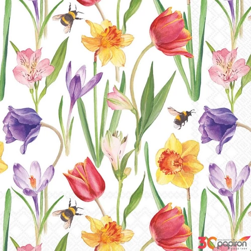 Szalvéta Ambiante Flowers in spring papírszalvéta 33x33cm,20db-os