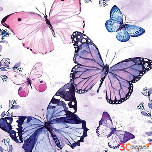 Szalvéta Ambiante Fluttering butterflies papírszalvéta 33x33cm,20db-os
