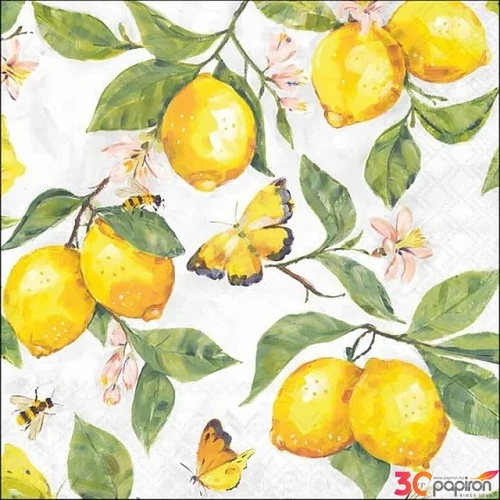 Szalvéta Ambiante Fresh lemons white papírszalvéta 25x25cm,20db-os