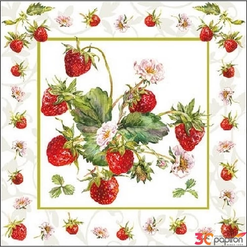 Szalvéta Ambiante Fresh Strawberries papírszalvéta 25x25cm,15db-os