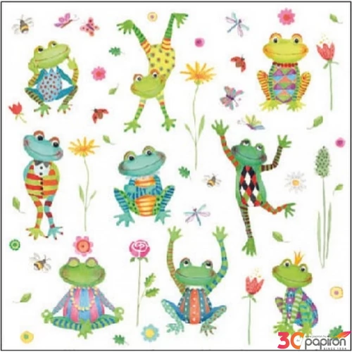 Szalvéta Ambiante Happy Frogs papírszalvéta 25x25cm,15db-os