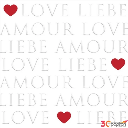 Szalvéta Ambiante Love letters dombornyomott papírszalvéta 33x33cm,20db-os