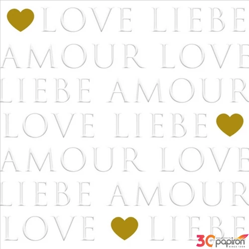 Szalvéta Ambiante Love letters pearl dombornyomott papírszalvéta 33x33cm,20db-os