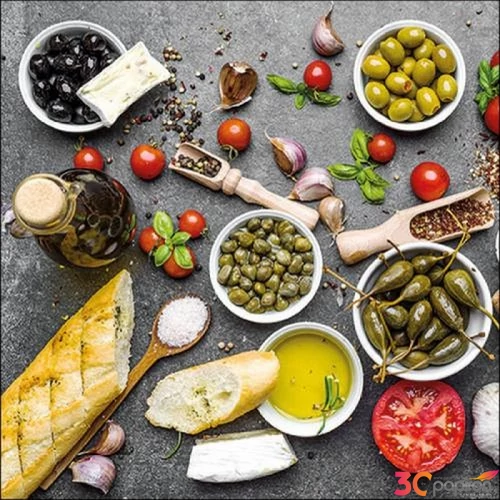 Szalvéta Ambiante Mediterranean Food papírszalvéta 33x33cm,20db-os