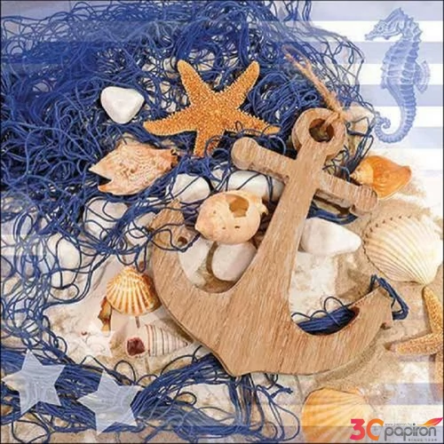 Szalvéta Ambiante Nautic elements papírszalvéta 33x33cm,20db-os