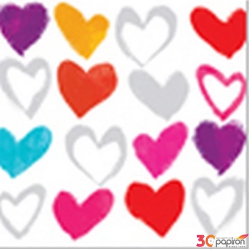 Szalvéta Ambiante Paper Hearts papírszalvéta 25x25cm,15db-os